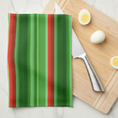Rode en groene strepen theedoek (Quarter Fold)