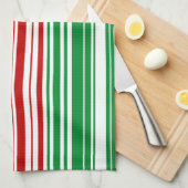 Rode en groene strepen theedoek (Quarter Fold)