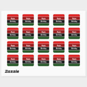 Rode en groene strepen vierkante sticker (Vel)