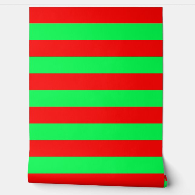 Rode en groene strepen Wall Decor Behang (Afrollen)
