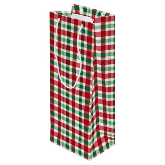 Rode en groene strepen wijn cadeautas (Achterkant Gekanteld)