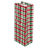 Rode en groene strepen wijn cadeautas (Voorkant Gekanteld)