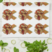 Rode en groene strikken keukenhanddoek (Gevouwen)