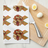 Rode en groene strikken keukenhanddoek (Quarter Fold)