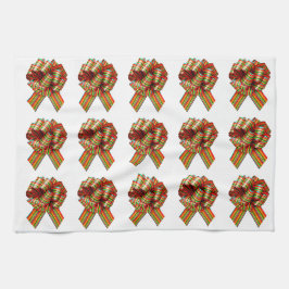 Rode en groene strikken keukenhanddoek