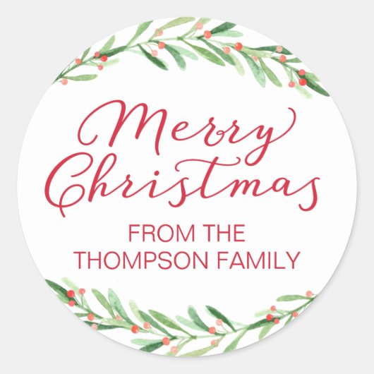 Rode en groene tak Kerst stickers (Voorkant)