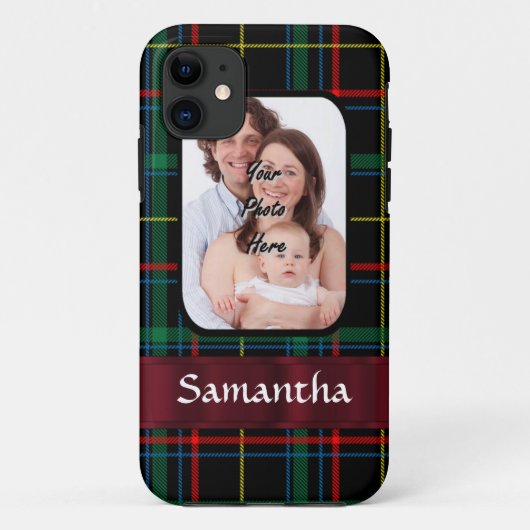 Rode en groene tartan Case-Mate iPhone case (Achterkant)