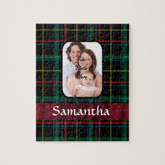 Rode en groene tartan legpuzzel (Verticaal)