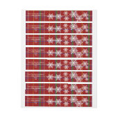 Rode en groene tartan plaid en Xmas sneeuwvlokken Omwikkelbaar Adreslabel (Vel)