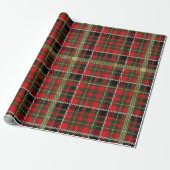 Rode en groene Tartan Plaid met Gouden Glitter Cadeaupapier (Uitgerold)