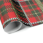 Rode en groene Tartan Plaid met Gouden Glitter Cadeaupapier (Rol Hoek)