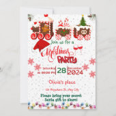Rode en groene trein uitnodigingen voor kerstfeest (Voorkant)