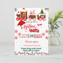 Rode en groene trein uitnodigingen voor kerstfeest