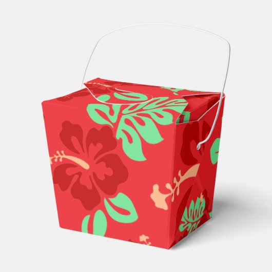 Rode en groene tropische hibiscus Floral Pattern Bedankdoosjes (Voorkant Zijde)