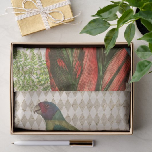  rode en groene tropische papegaai tissuepapier (Geschenk)