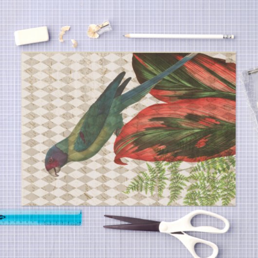 rode en groene tropische papegaai tissuepapier (Craft)