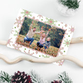 Rode en Groene Vakantie Één Fototypografie Feestdagen Kaart