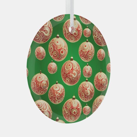 Rode en groene vakantie glas ornament (Voorkant Rechts)