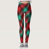 Rode en groene vakantieplaid leggings (Voorkant)