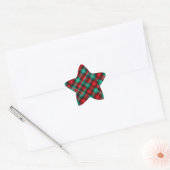 Rode en groene vakantieplaid ster sticker (Envelop)