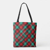 Rode en groene vakantieplaid tote bag (Achterkant)