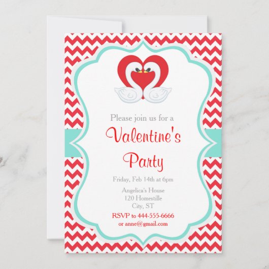 Rode en groene Valentijn zwanen Kaart (Voorkant)