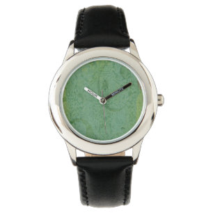 Rode en groene verf op Abstract  behangpapier Horloge