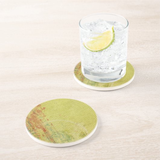 Rode en groene verf op Abstract behangpapier Zandsteen Onderzetter (Zijkant)