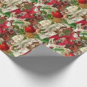 Rode en groene Victoriaans kerstcollage Cadeaupapier (Hoek)