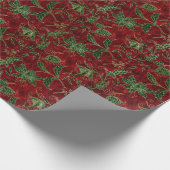 Rode en groene Vintage Faux Velvet Cadeaupapier (Hoek)