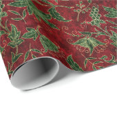 Rode en groene Vintage Faux Velvet Cadeaupapier (Rol Hoek)