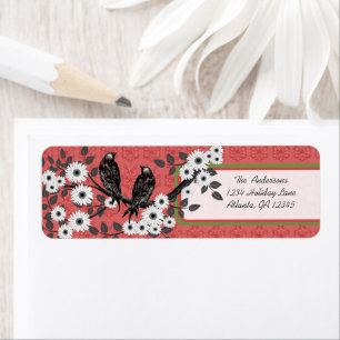 Rode en groene vintage vogels kerstlabels etiket