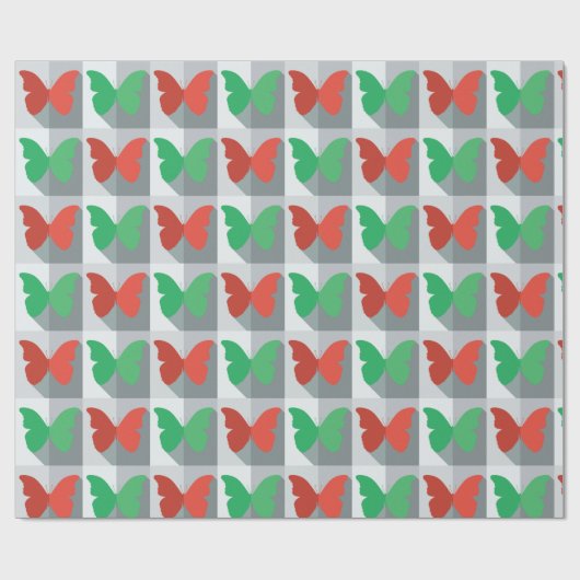 Rode en groene vlinder cadeaupapier (Vlak)