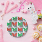 Rode en groene vlinder papieren bordje (Feest)