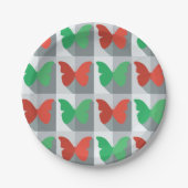 Rode en groene vlinder papieren bordje (Voorkant)