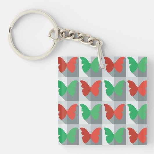 Rode en groene vlinder sleutelhanger (Voorkant)