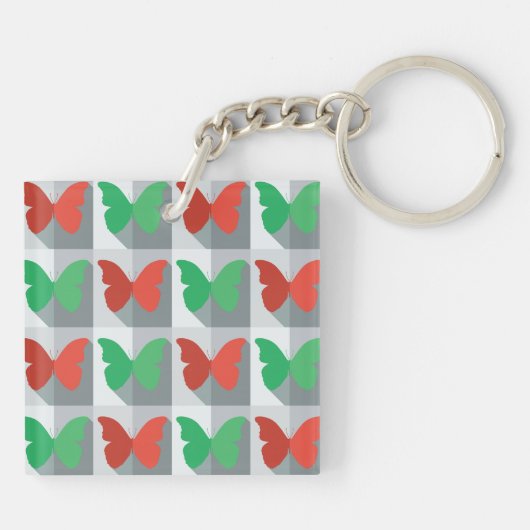 Rode en groene vlinder sleutelhanger (Achterkant)