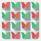 Rode en groene vlinder vierkante sticker (Voorkant)