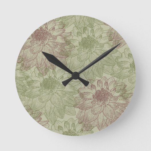 Rode en groene volken ronde klok (Voorkant)