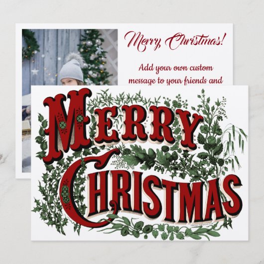 Rode en groene vrolijke kerst 2 Side Flat Kaart (Voorkant / Achterkant)