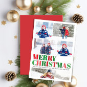 Rode en groene vrolijke kerstfoto feestdagenkaart