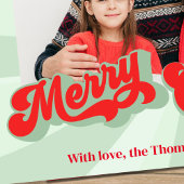 Rode en groene vrolijke kerstfoto feestdagenkaart