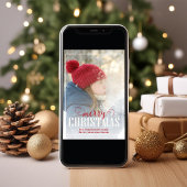 Rode en groene vrolijke kerstfoto feestdagenkaart