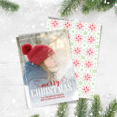 Rode en groene vrolijke kerstfoto feestdagenkaart