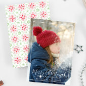 Rode en groene vrolijke kerstfoto feestdagenkaart