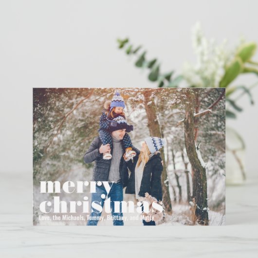 Rode en groene vrolijke kerstfoto feestdagenkaart (Staand voorkant)