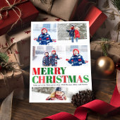 Rode en groene vrolijke kerstfotocollage feestdagenkaart