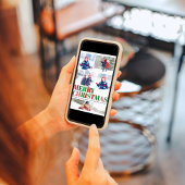 Rode en groene vrolijke kerstfotocollage feestdagenkaart