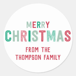 Rode en groene vrolijke kerststickers ronde sticker