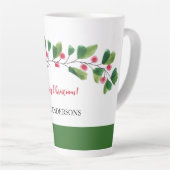 Rode en groene Waterverf Berry Branch gepersonalis Latte Mok (Rechterhoek)